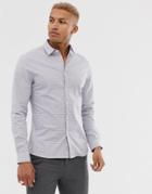 Asos Design Slim Smart Micro Check Shirt In Gray