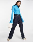 Asos Design Roll Neck Sweater In Space Dye-blues