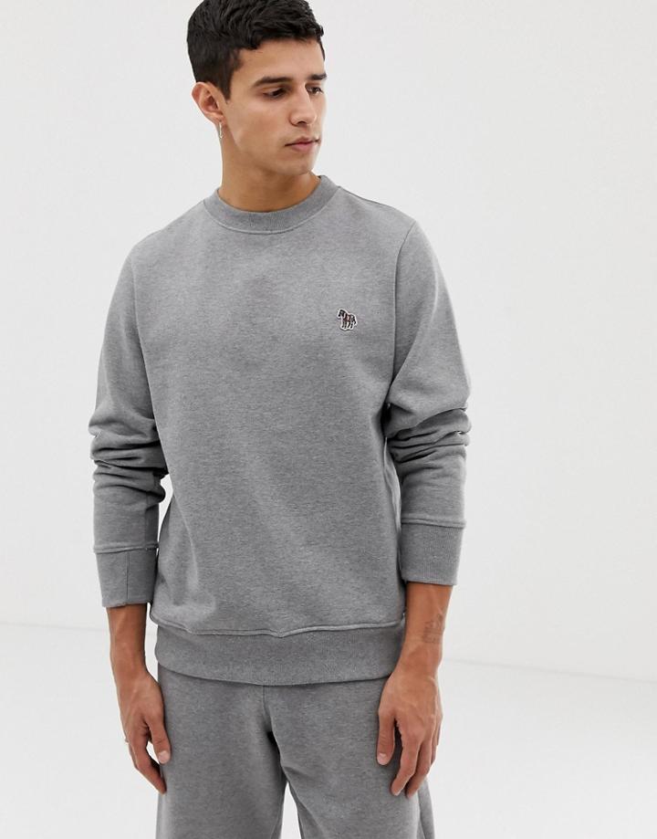 Ps Paul Smith Crew Neck Zebra Logo Sweat In Gray