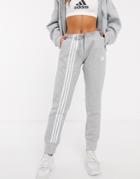 Adidas Three Stripe Sweatpants In Gray - Gray