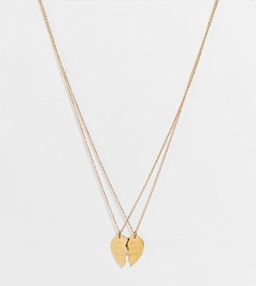 Hoops + Chains Ldn 2-pack Necklaces With 'best Bitches' Slogan In 18 Karat Waterproof Gold Plate