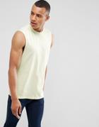 Asos Design Sleeveless T-shirt With Dropped Armhole In Yellow - Yellow