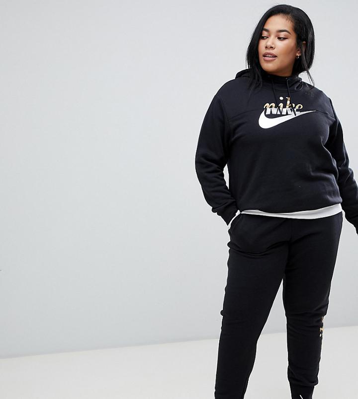 Nike Plus Black Hoodie With Metallic Logo