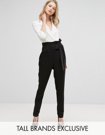 Alter Tall Color Block Wrap Front Jumpsuit With Lapels - Multi