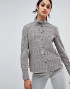 Bershka Mini Check Tie Neck Shirt - Multi