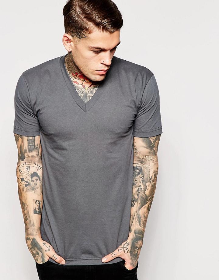 American Apparel Fine Jersey V-neck T-shirt - Gray