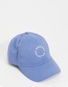 Asos Weekend Collective Baseball Cap With Logo In Blue-blues