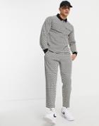 Asos Design Skinny Smart Jacquard Sweatpants In Monochrome - Part Of A Set-multi