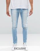 Always Rare Stonewash Skinny Jeans With Raw Hem - Blue