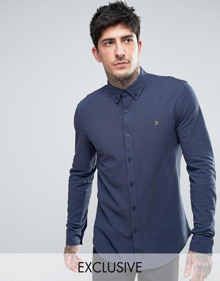 Farah Pique Jersey Shirt Exclusive In Navy - Navy