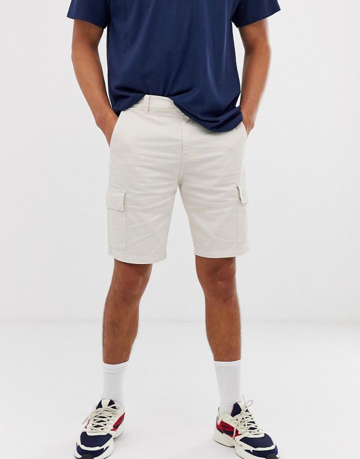 Bershka Cargo Shorts In Stone - Beige