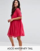Asos Maternity Tall Woven Smock Dress - Red