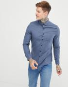 Asos Design Regular Fit Flannel Shirt In Blue - Blue