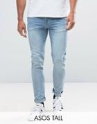 Asos Tall Skinny Jeans In Light Wash - Blue