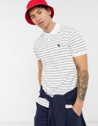 Abercrombie & Fitch Icon Logo Stripe Pique Polo In White Stripe