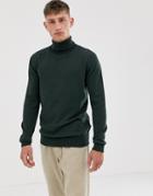 French Connection 100% Cotton Roll Neck Sweater-green