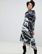 Asos X Star Wars Printed Long Sleeve Hanky Hem Dress - Multi