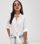 Bershka Knot Front Shirt White - White