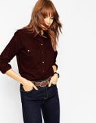 Asos Fitted Twill Shirt - Oxblood