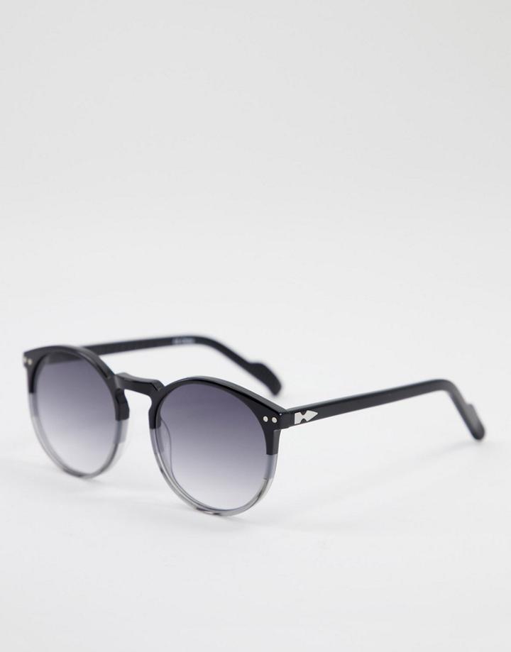 Spitfire Cut Eighteen Unisex Round Sunglasses In Black With Black Fade Lens
