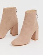 London Rebel High Block Heel Boots In Mink-beige