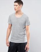 Casual Friday Linen Mix T-shirt In Stripe - White