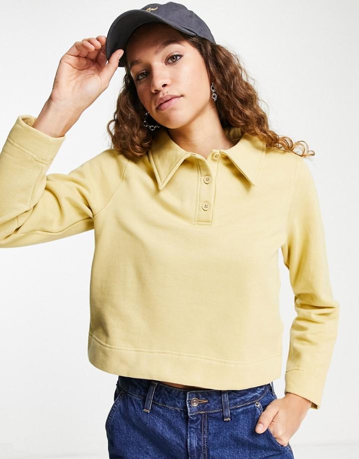 Object Organic Cotton Blend Polo Shirt In Yellow