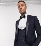 Devils Advocate Tall Skinny Fit Tuxedo Suit Jacket-navy