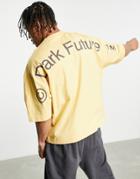 Asos Dark Future Oversized T-shirt In Heavyweight Jersey With Large Shoulder Logo Print In Yellow