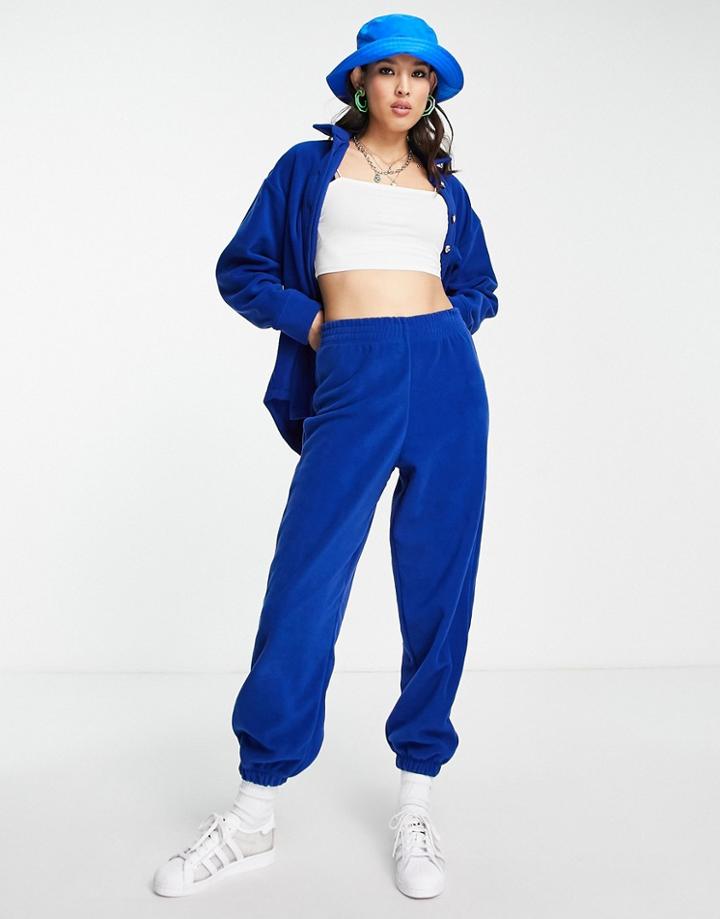 Topshop Fleece Sweats In Blue - Part Of A Set