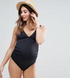 Asos Design Maternity Recycled Twist Knot Front Swimsuit - Black