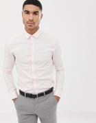 Asos Design Skinny Work Shirt With Contrast White Tipped Collar - Pink