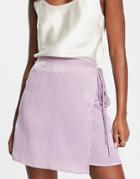 Lola May Wrap Side Mini Skirt In Lilac - Part Of A Set-purple