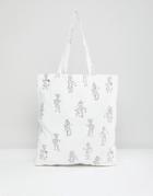 Monki Robot Doll Tote Bag - White