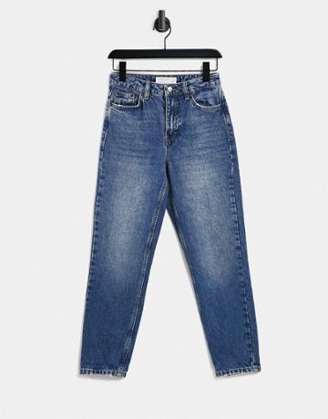 Topshop Mom Jeans In Indigo Blue-blues