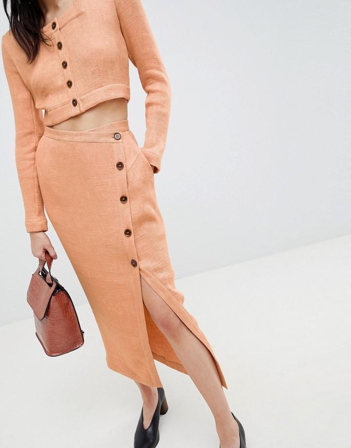 Asos White Pleated Button Through Two-piece Skirt - Pink