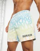 Calvin Klein Medium Length Swim Shorts In Typo Print-multi