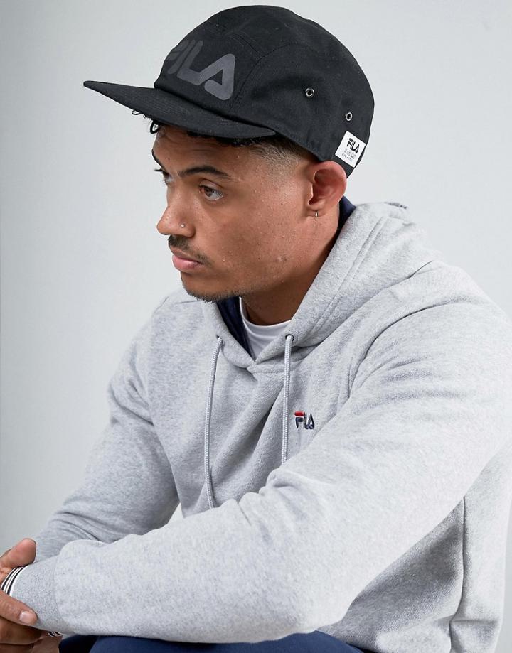 Fila Vintage Rizzo 5 Panel Cap In Black - Black