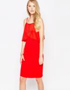 Love Jersey Dress With Chiffon Detail - Red