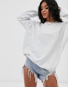 Asos Design Oversized Sweatshirt In White Marl - Gray