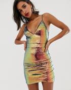 Club L London Sequin Cami Mini Dress In Purple Iridescent - Multi