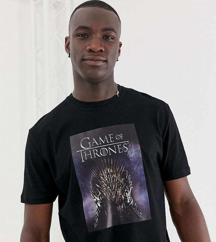 Asos Design Tall Game Of Thrones Relaxed Fit T-shirt - Black