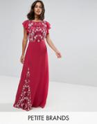 Maya Petite Embellished Maxi Dress With Fluted Sleeve - Red