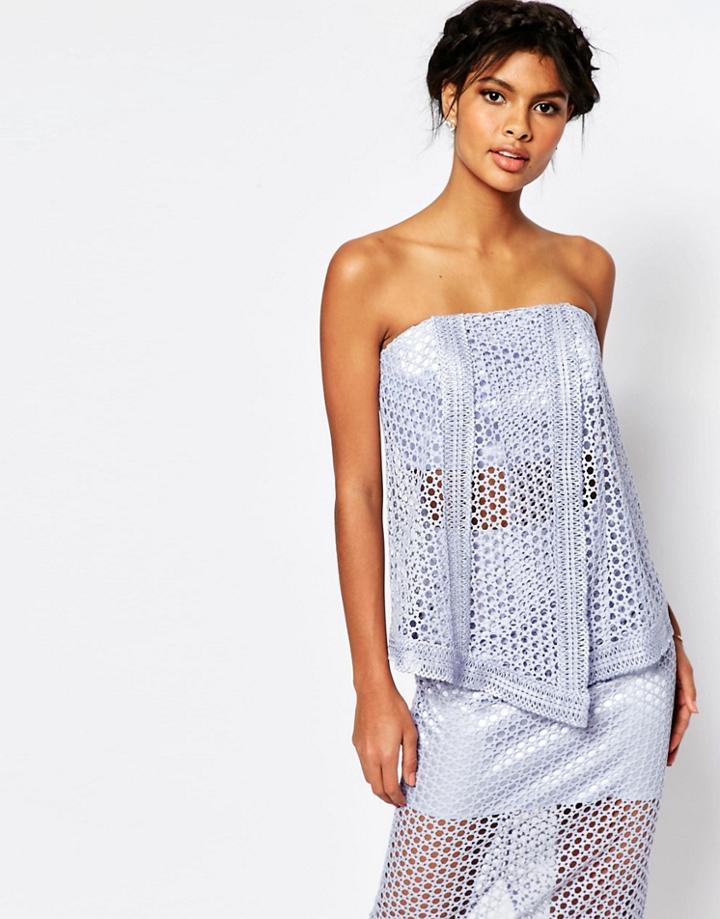 Asos Longline Lace Wrap Bandeau Top Co-ord - Purple