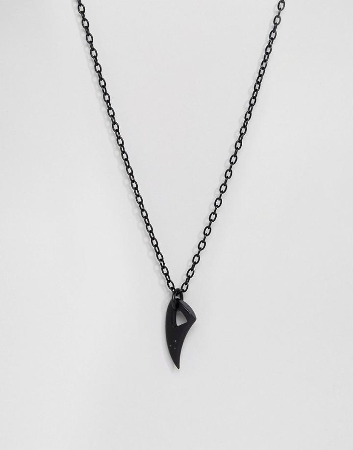 Seven London Necklace With Arrow In Matte Black - Black