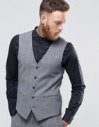Religion Super Skinny Vest In Check With Stretch - Black