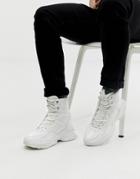 Asos Design High Top Sneakers In White Mesh With Chunky Sole
