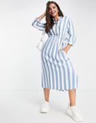 Lee Striped Shirt Worker Midi Dress In Dawn Blue-blues