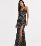 Jarlo Tall Cami Strap Lace Dress With Low Back In Black