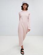 Kowtow Ribbed Midi Dress In Organic Cotton - Pink
